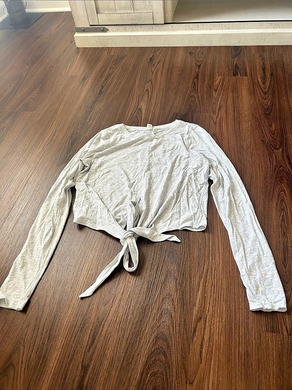 lululemon Time to Restore Long Sleeve Tie Front Top Gray Size 10